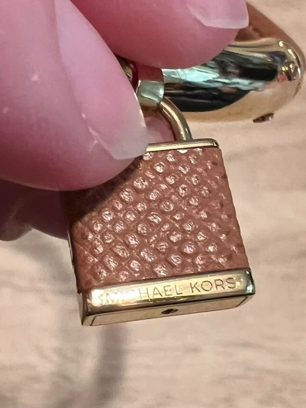 Michael Kors Tan Leather Lock Bangle